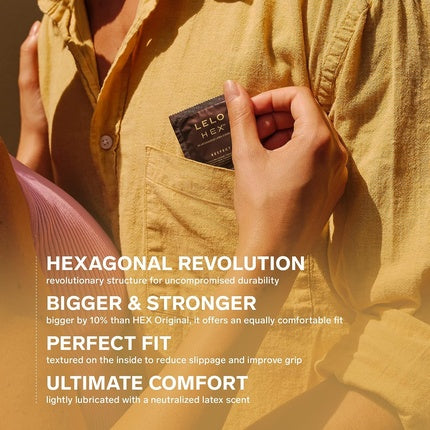 Prezervative, Lelo HEX, Respect XL, maro
