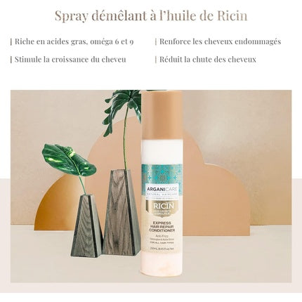 Spray de păr Arganicare Biphasic Repair cu ulei de ricin, 250 ml