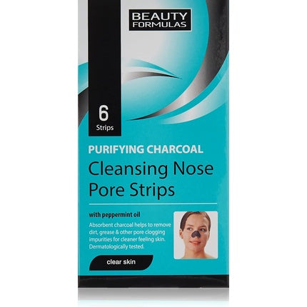 Bucăți pentru curățare pori nas, Beauty Formulas, cărbune, 20g