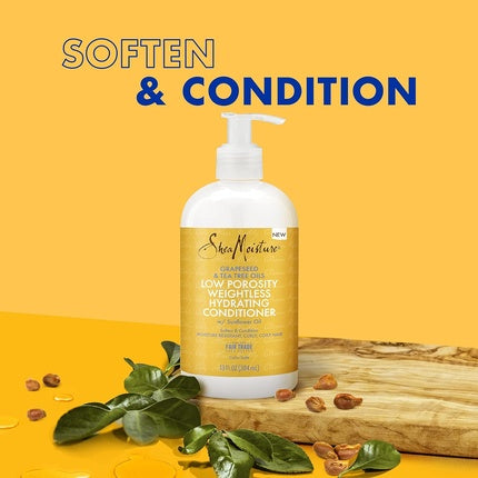 Condiționator SheaMoisture Low Porosity Weightless Hydrating pentru păr creț, 13 fl oz
