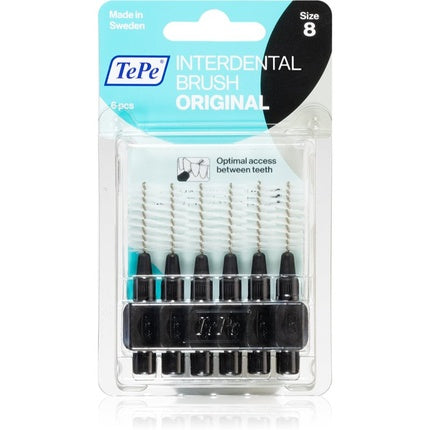 Perie Interdentale Originală Tepe, Set 6 bucăți, Mărimea 8, Negru