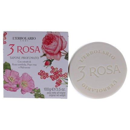 Săpun de corp L'Erbolario 3 Rose, ambalaj 3 buc, parfum intens
