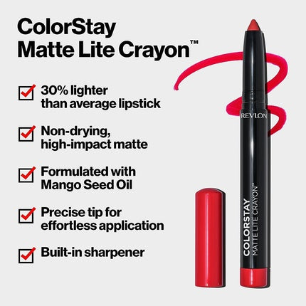 Ruj, Revlon ColorStay Matte Lite Crayon, Rezistent la Apa, 005 Sky High