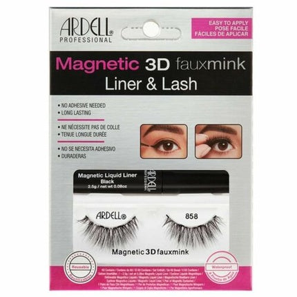 Kit Rimă și Gene Magnetice, Ardell Beauty, Kunstnerz 858, negru, tip fals mink