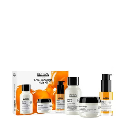 Set îngrijire păr, L'Oréal Professionnel, Metal Detox Anti-Breakage, 5 produse mini