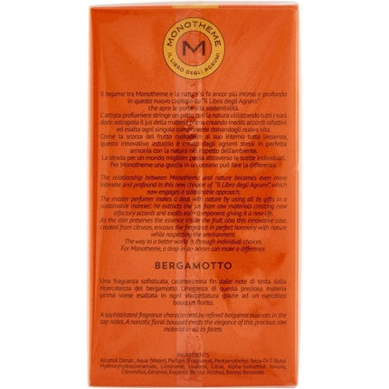 Eau De Cologne Unisex, Monotheme, Bergamot, 100ml