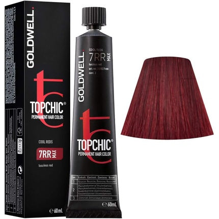 Tubă vopsea de păr Goldwell Topchic Professional Hair Colour 7RR Max Luscious Red, 60ml