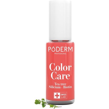 Vopsea unghii Poderm Coral Pink, cu extract de ceai verde și uleiuri esențiale, 9 ml