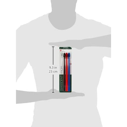 Periuță de dinți Swissdent Colours Softmedium 2 + 1 Gratuit Negru Roșu Albastru
