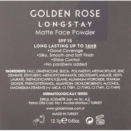 Pudră Față Golden Rose LONGSTAY Matte P-GLF 08, bej