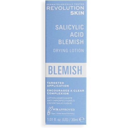 Revolution Skincare London Overnight Drying Lotion for Active Blemishes 30ml, Acid Salicilic, Roz