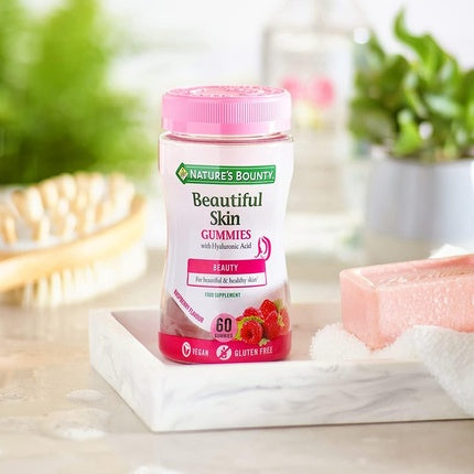 Gummy, Nature's Bounty, Beautiful Skin, zmeură, vegan