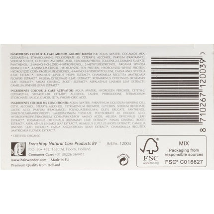 Vopsea de păr Hairwonder Colour & Care 73 Medium Golden Blond, 158g
