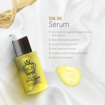 Serum de păr Rich Pure Luxury Silk Oil cu ulei de jojobă și migdale dulci, 60 ml