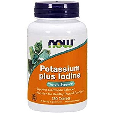 Supliment alimentar NOW Foods Potassium Plus Iodine, 180 tablete
