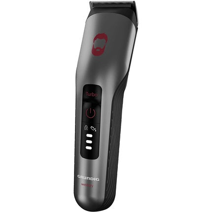Trimmer păr și barbă, Grundig, MC 8030, titaniu, crom/roșu
