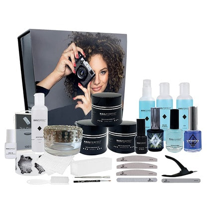 Kit sculptare unghii gel LED/UV, Nail Perfect, student, cutie cadou neagră cu elemente argintii
