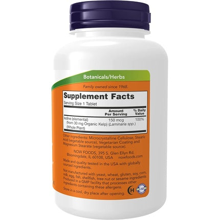 Suplement Iod, NOW Foods, Kelp Natural Iodine, 150mcg, 200 Tablete