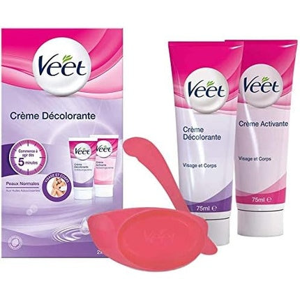 Kit Îngrijire Veet - Cremă decolorantă păr 2x75 ml, roz