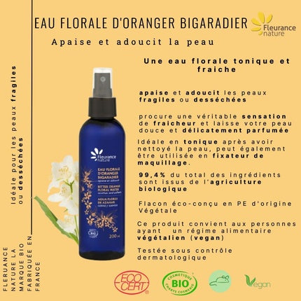 Spray Facial Organic Orange Blossom Floral Water, 200ml