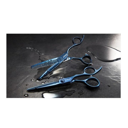 Set Foarfece Coafat Ekwip Neptune, 5.75 inch + 6.00 inch, Culoare Albastru Metalizat