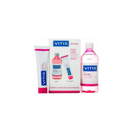 Kit igienizare orală, Vitis, Set Pastă de Dinți și Gură, 100ml + 500ml, roz