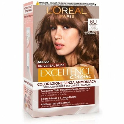 Colorație păr, L'Oréal Paris, Excellence Creme 6U Universal Nude Dark Blonde, fără amoniac
