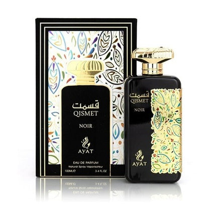 Qismet Noir, Ayat Perfumes, EDP Men, 100 ml, sticlă neagră cu detalii aurii