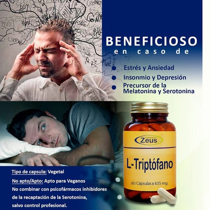 Supliment alimentar, Zeus, L-Triptofan, 90 capsule