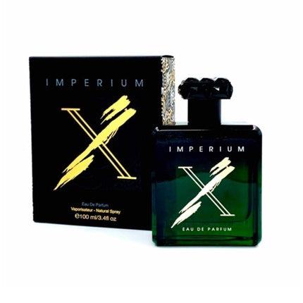 Fragrance World Imperium X EDP, Unisex, 100 ml, sticlă verde închis, capac negru