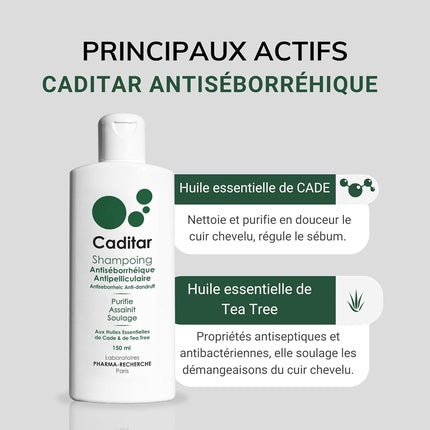 Caditar Antiseborrheic Shampoo, Laboratoires Pharmarecherche, 150ml, alb