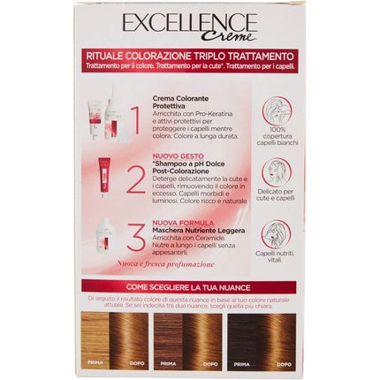 Vopsea de par permanenta, L'Oréal, Excellence Crème 6.3 Blond Deschis Auriu Natural