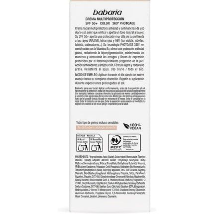 Cremă Protecție Solară Față Babaria, Antipete, SPF50+, 50ml