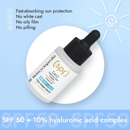Cremă facială SPF 50, Skincyclopedia, cu Acid Hialuronic Complex 10%, 30ml