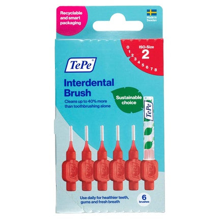 Perie Interdentală TePe Red 0.5 mm - Pachet de 6 buc