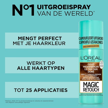 Spray acoperire rădăcini, L'Oréal Paris, Magic Retouch, șaten auriu