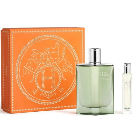 Set Parfum Hermes H24 Herbes Vives, 100ml + 15ml, cutie portocalie