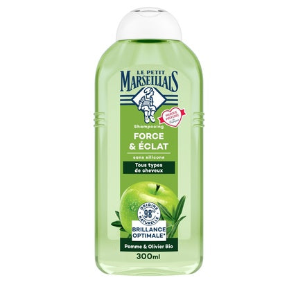 Le Petit Marseillais Optimal Shine & Strength Shampoo cu Măr și Ulei de Măsline Organic, 300ml