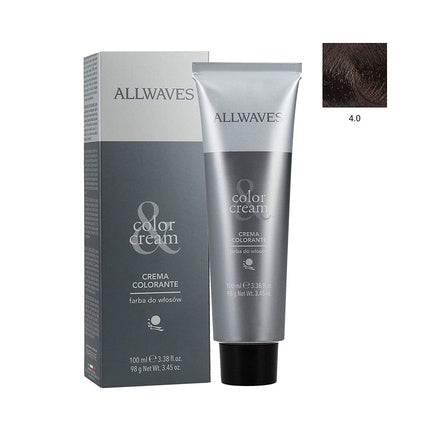 Vopsea de păr Allwaves Professional Cream Color 4.0, Maro Mediu, 100ml