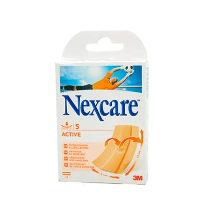 Nexcare Active Strips, 5 buc, 10x6 cm, culoare bej