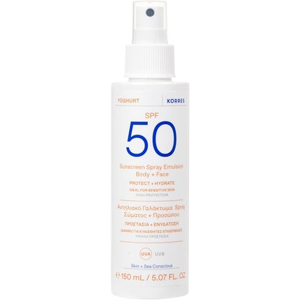 Emulsie spray protectie solara Korres Yoghurt SPF50, corp si fata, 150ml