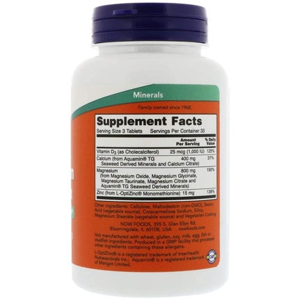 Complement Alimentar Now Foods Magnesium & Calcium 2:1, 100 Tablete
