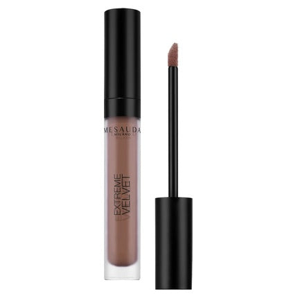 Ruj lichid Mesauda Milano Extreme Velvet 201 Sunday Morning, nuanță nude bej, ambalaj sticlă transparentă cu capac negru