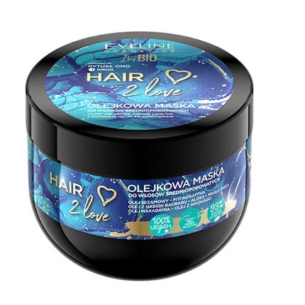 Mască de păr Eveline Hair 2 Love, uleioasă, pentru păr deteriorat și subțire, 300ml