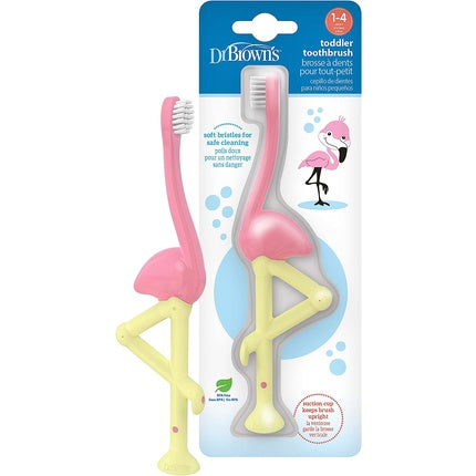 Periuță de dinți pentru copii, Dr. Brown's, Flamingo, roz