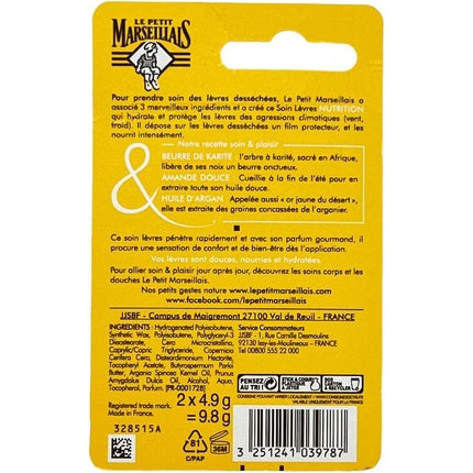 Balsam de buze Le Petit Marseillais cu unt de shea, migdale și ulei de argan - 4.9g, ambalaj dublu