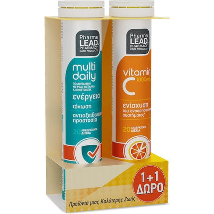 Vitamina C, Pharmalead, Multi Daily 1000mg, Aromă de portocale, 2 tuburi x 20 tablete