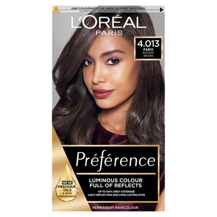 L'Oreal Paris Preference 4.013 Paris Refined Brown, Vopsea pentru păr permanentă, Culoare Maro Închis Natural