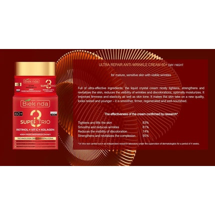 Cremă Anti-Rid, Bielenda, Super Trio, 60+, 50ml, roșu