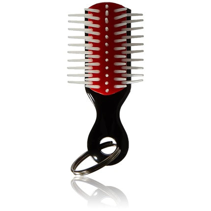 Perie mini Denman D3 Keyring cu perișori rotunzi, roșie